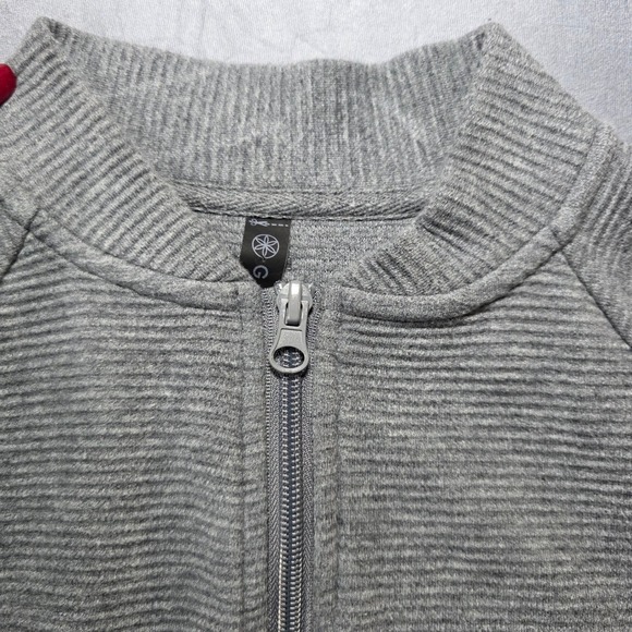 Gaiam Womens Small Heather Gray Ribbed Full Zip Bomber Track Jacket Mock Neck - Picture 5 of 9
